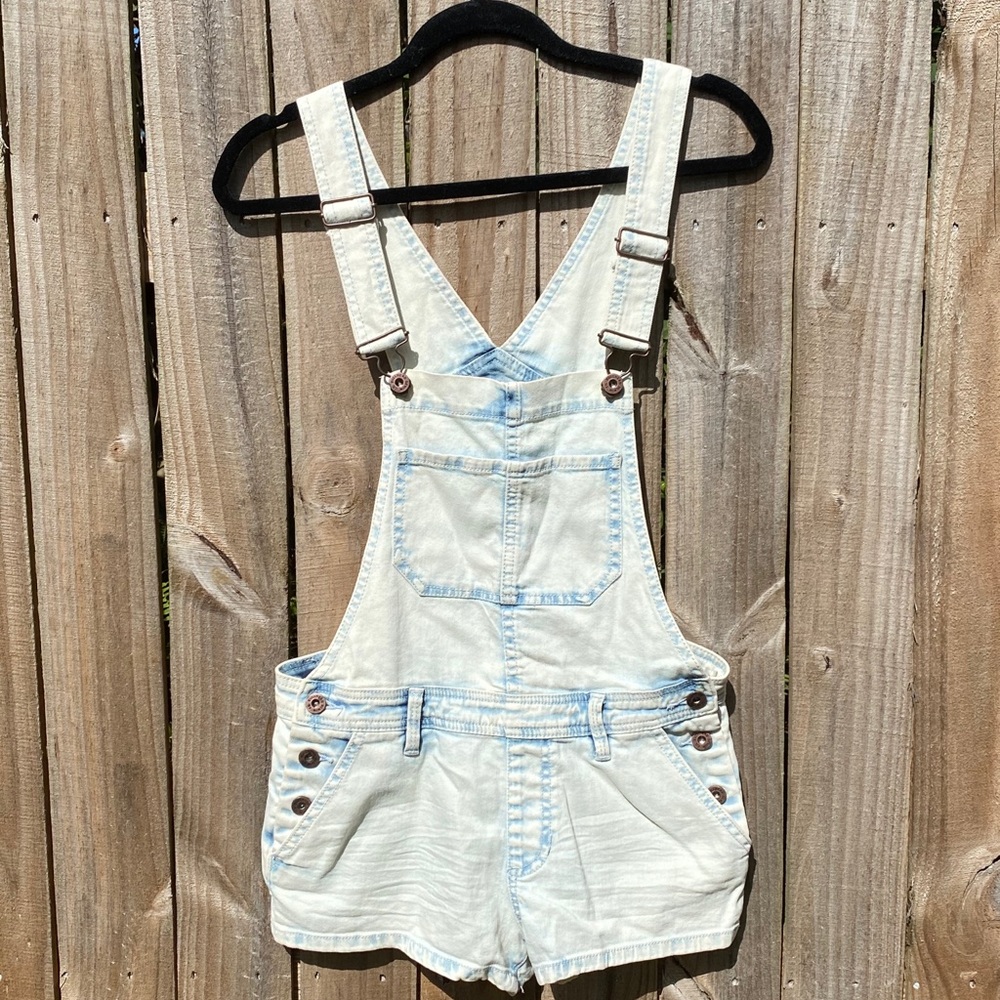 Bullhead Denim White Wash Overalls